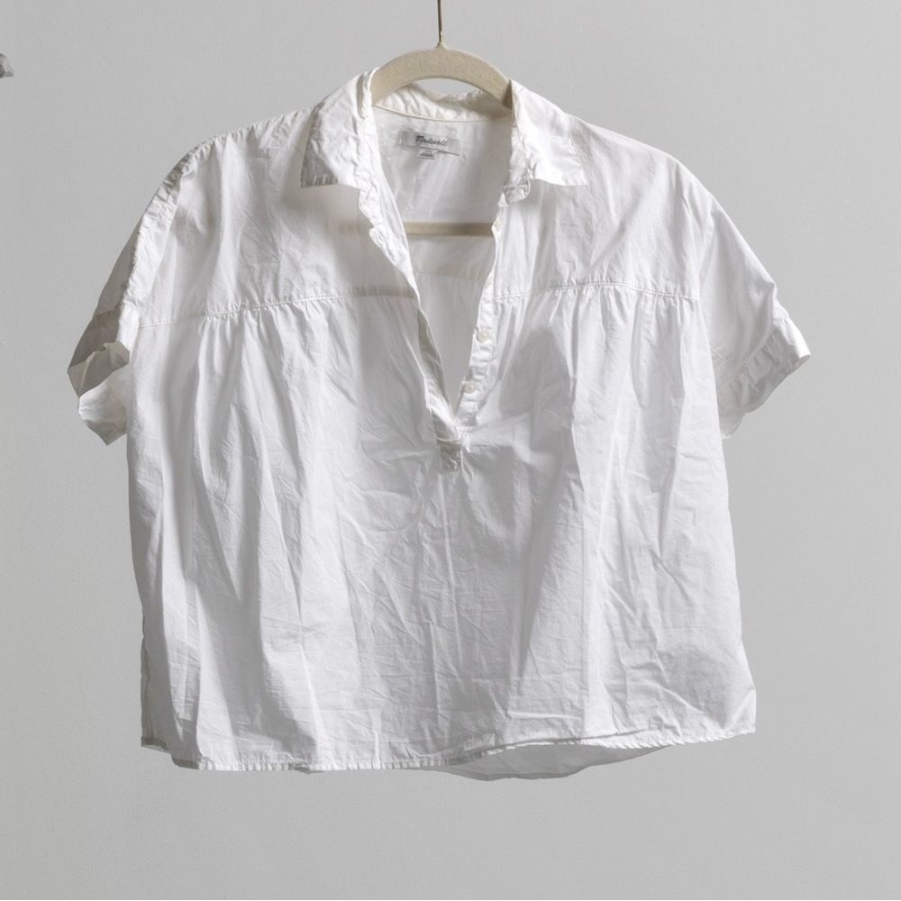 Shirred-Yoke Popover Top